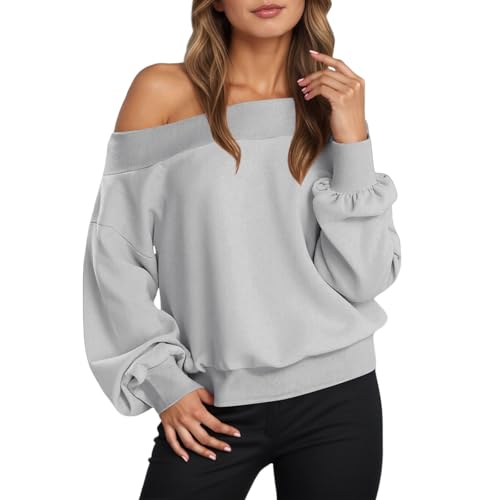Genérico Sudadera con Capucha de Lana Holgada Informal de Manga Larga con Hombros Descubiertos para Mujer