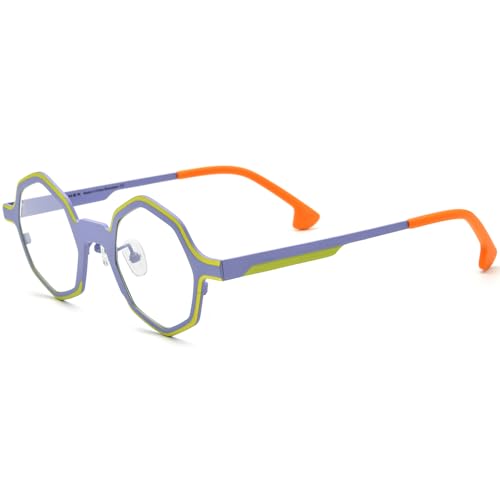 Image of FONEX Colorful Pure Titanium Glasses Frame Women Retro Round Eyeglasses