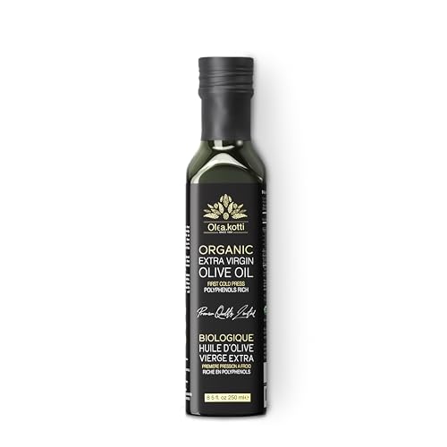 Olea Kotti EVOO 250ML Ultra Premium Extra Virgin Olive Oil, First Cold Press Rich in Antioxidants & Polyphenols Single Farm Origin Product of Tunisia Marasca, 250 ML Glass Bottle