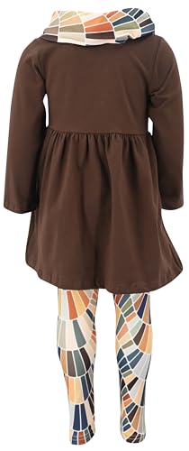 Image of Unique Baby Girls Kids Toddler 3pc Outfit Set Long Sleeve Lightweight Tunic Top Leggings and Scarf