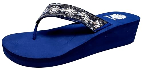 Yellow Box Women's Villa Wedge Sandal, Round Toe, 1.75 Inch Heel, 0.75 Inch Platform, Comfortable Flip-Flop
