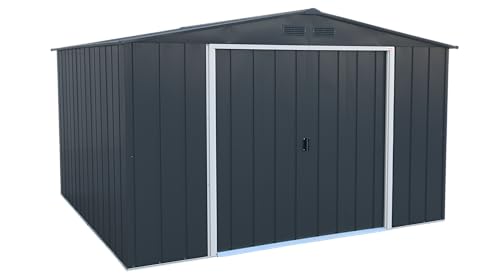 Duramax ECO 10 x 10 (9.16 m²) Abri de Jardin en Métal Galvanisé à Chaud, Abri de Stockage d'Outils, Structure de Toit Renforcée, Abri en Métal Sans Entretien,...