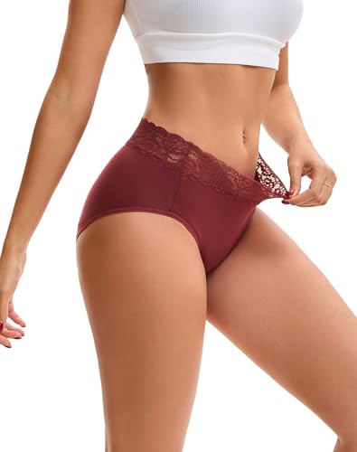 Image of INNERSY Women's Cotton Underwear Lace High Waisted Panties 5-Pack