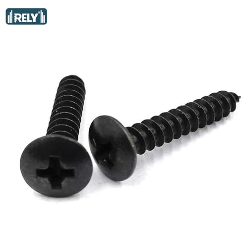 Image of By inchVP INDUSTRIES inch (Pcs-50) No.8x16 mm Truss Philips Chipboard Self-Tapping Screw - Black Zinc Coated Carbon Steel, Ideal for Wood, Plywood, Particle Boards, Cabinets, Furniture & DIY Fixings