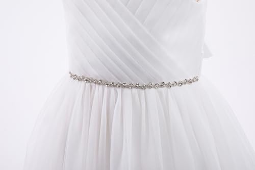 Glamulice White Flower Girl Dresses for Wedding First Communion Bridesmaid Dress Tulle Maxi Long A Line Kids Birthday Gown Princess Pageant Party Big Girls Ball Gown Tag Size 170, US 15-16Y