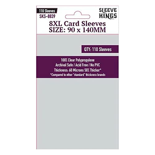 Sleeve Kings Premium Card Sleeves - 8XL (90mm X 140mm) - 110 Sleeves per Pack