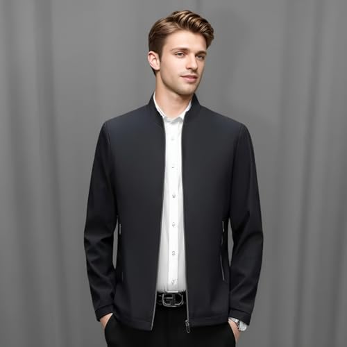 Separatelypm Men's Jacket, Standing Collar Business Casual Zipper Jacket, Slim Fit Lightweight Outdoor Travel Work Blazer3