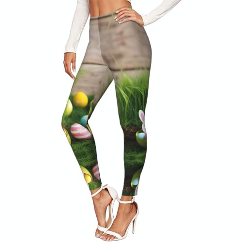 Leggings de Pascua para mujer mallas de madera y conejo para senderismo
