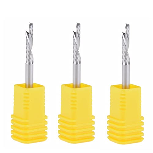 BERWENNY 5Pcs 3.175/15MM Up Down Cut 1 Single Spiral Flute Endmills Carbide CNC Milling Cutting Tools Router Bit