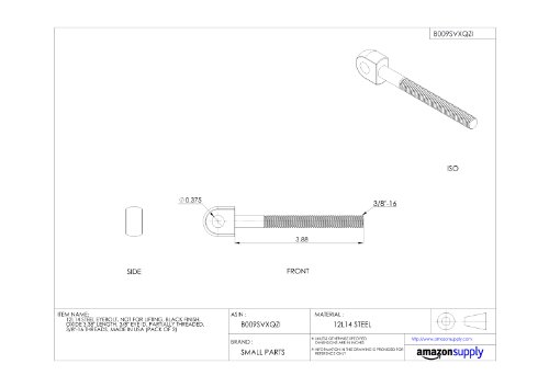 Image of Te-Co 43015 Black Oxide 12L14 Steel Latch Bolt, 3 /8 inch-16 TPI, 3-5 /16 inch Thread Length, 4-9 /64 inch Overall Length (Pack of 2)