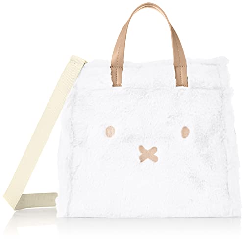 [ハピタス] 2WAYトートバッグ ハンドバッグ MサイズHAP6033 スヌーピー、ミッフィー トートバッグ レディース B215 ファーフェイス ホワイトミルクティー