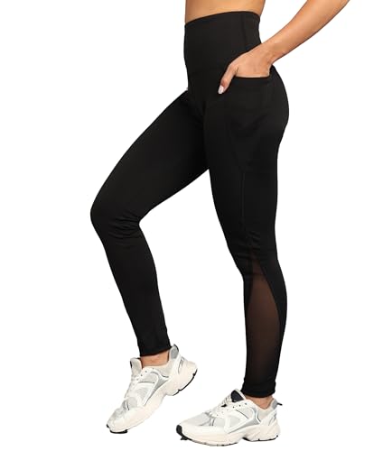Image of Rock Paper Scissors Women Gym Tights with Breathable mesh - High-Waisted, Moisture-Wicking, Leggings for Working Out & Running Four-Way Stretch Tights for Yoga, Fitness & Training