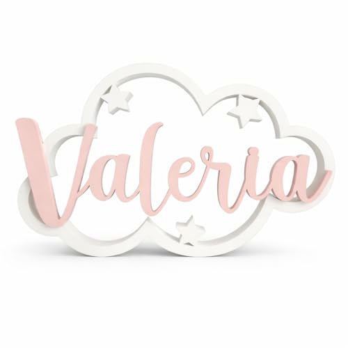 Tres Aristas Nube Decorativa con Nombre Personalizado   Regalo Original para recién nacidos, bebés y niños   Decoración Habitación Infantil para puertta, pared o estantería   Colores a elegir