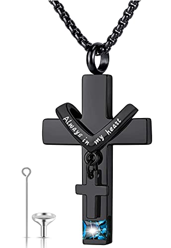 Colgante de urna de cruz para cenizas, cremación, urnas para cenizas humanas, colgante de urna conmemorativa, Cristal, Crystal Cover