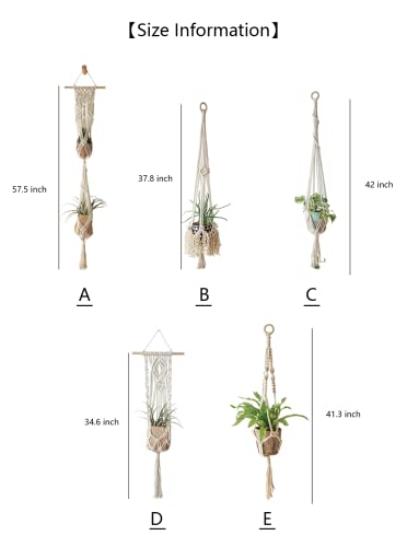 Wxs-Chall 5 Pack Macrame Plant Hangers Hanging Planter, Cotton Rope Hanging Plant Holders Decorative Flower Pots Indoor Outdoor Boho Home Decor (5 Size And 10 Hooks) #TOP6