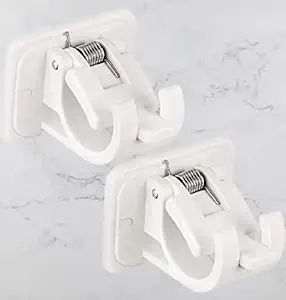 WZA Self Adhesive Curtain Rod Bracket, Transparent Command Curtain Rod Hooks Drapery Holders, No Drill Fixing Rod Holder, Curtain Pole Wall Brackets Towel Rod for Bathroom Kitchen Home Hotel Use (2)