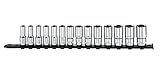 ARES 70502 | 14-Piece 3/8-Inch Drive Metric Mid Length Socket Set | 6-Point Sockets Constructed From Premium Heat Treated Chrome Vanadium Steel | Storage Rail Included