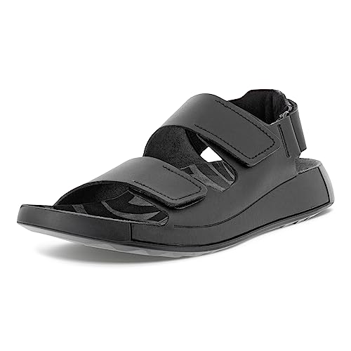 ECCO Cozmo Sandalias para hombre, tobilleras, con 3 bandas, Negro -, 8-8.5