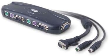 BELKIN F1DJ104P-B 4-Port KVM Switch Bundled with Cables