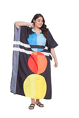 Image of Oussum Women Polyester Casual Long Plus Size Beach Caftan Cover Up Maxi Dress 1X-3X Summer Kaftan Dresses for Women