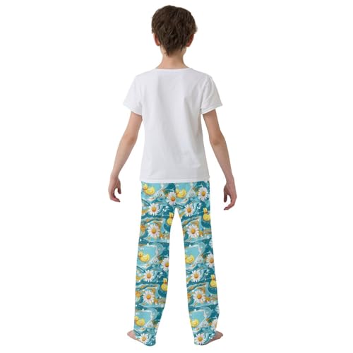 Pajama Bottoms, Chamomile Flowers and Ducks Sleeping Pant Lounge Wear Pajamas Long Pants Sleepwear Pjs3
