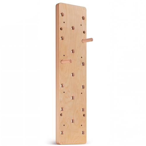 ironvib Extra-Thick Birch Climbing Peg Board for Wall Mounting, Heavy-Duty Wooden Climbing Board with Beech Grips & Rock Climbing Hold Inserts for Indoor Home Gym
