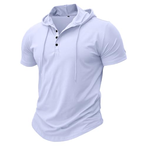 TOMITANY Men's Short Sleeved Athletic Hoodie Sweatshirt Button Muscle Men T-Shirt Summer Lightweight Breathable Tops