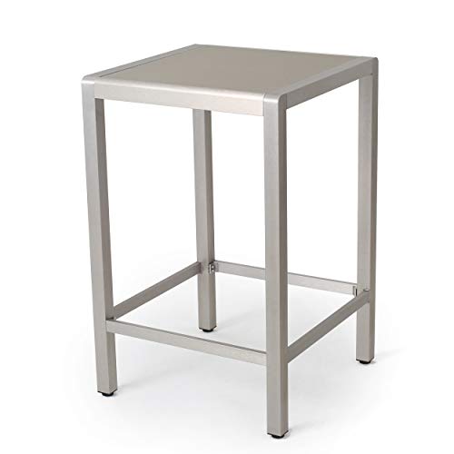 Christopher Knight Home Cape Coral Outdoor Aluminum Bar Table With Glass Top, Grey #TOP18