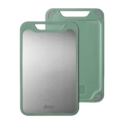 Tabla de cortar de acero inoxidable – Tabla de cortar de cocina de 35 x 22 cm | Tabla de cortar de encimera | Tabla de cortar de pechuga multiusos | Tabla de cortar alimentos antideslizante para