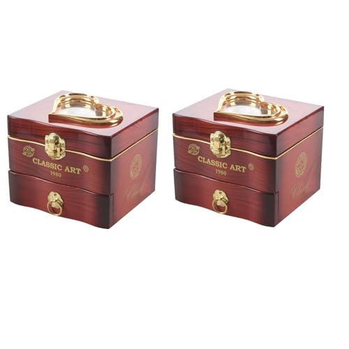 Wuden 2X Classic Rotating Dancer Piano Music Box Clockwork Plastic Jewelry Box Hand Crank Music Mechanism Red