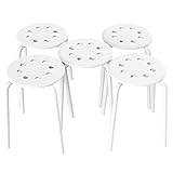 Yaheetech 17.3in Plastic Backless Stools Student Stools for Classroom Round Top Bar Stools Flexible Seating for Kitchen Home Garden Living Room Dining Room Pack of 5 White