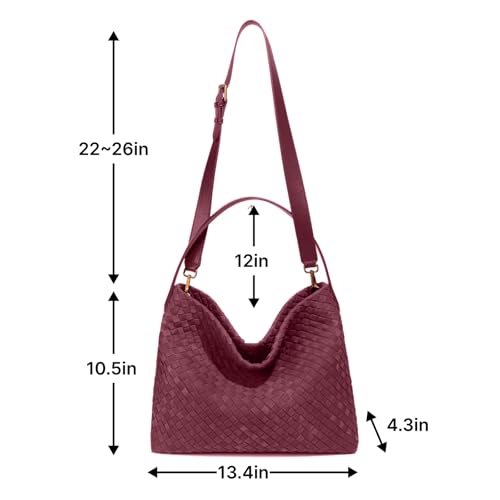 Image of Suede Woven Tote Bag for Women, Hobo Shoulder Bag for Work Travel