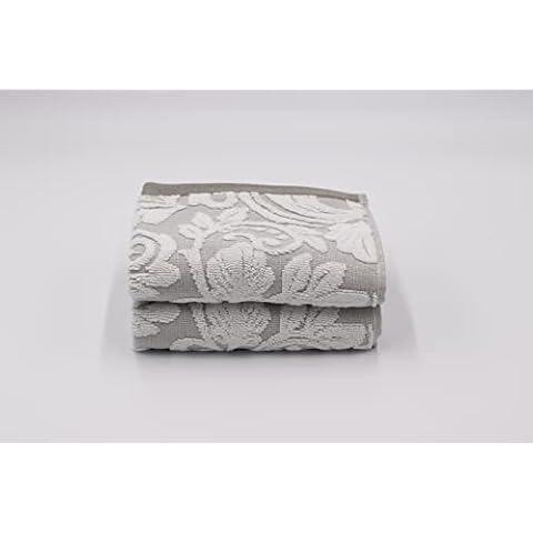 Paquete de 2 toallas de invitados jacquard floral beige ahumado Cover