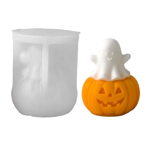 Yulokdwi Molde De Calabaza 3D En Silicona | Molde 3D De Fantasma De Halloween Sosteniendo Calabaza Para Vela,Multiusos Para Manualidades Repostería Postres Como Magdalenas Cemento Chocolate Jabón