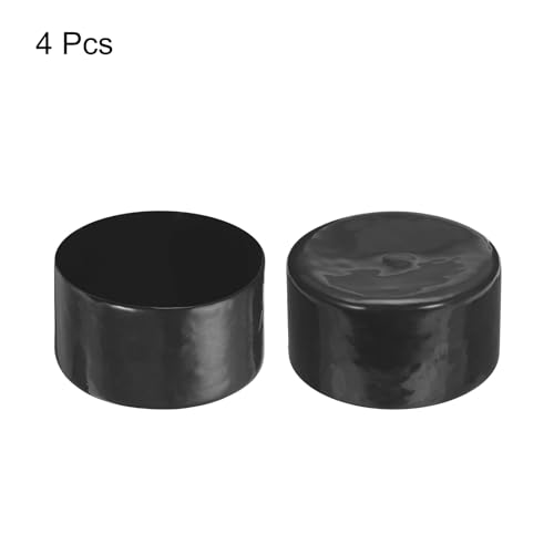 Image of uxcell 4pcs Rubber End Caps 90mm ID Vinyl Round End Cap Cover Screw Thread Protectors Black, 50mm Height