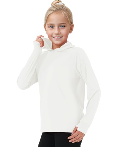 Girls Rash Guard Shirts Boys Long Sleeve Quick Dry Swim Shirts UPF 50+ Sun Protection Hoodie for Kids