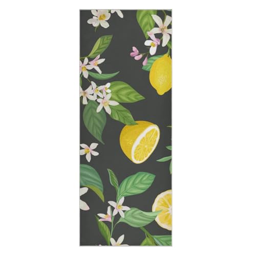 SEINDUS Lemon Pattern with Tropic Fruits Hot Yoga Towel for Women & Men, Non Slip Super Absorbent and Quick Dry Yoga Mat Towel for Hot Yoga, Pilates and Fitness 73