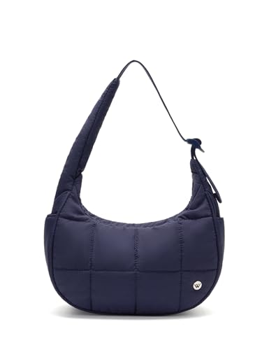 Image of WESTBRONCO Small Puffer Crescent Shoulder Bag for Women, Nylon Quilted Shoulder Purses, Puffy Handbags with Adjustable Strap