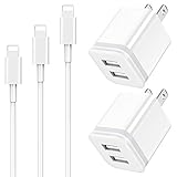 Phone Charger Cable 3ft 6ft 10ft with Wall Plug, LUOATIP 5-Pack Long Charging Cord + Dual Port USB Block Cube Adapter Replacement for iPhone 11 XS/XS Max/XR/X 8/7/6/6S Plus SE/5S/5C, Pad, Pod