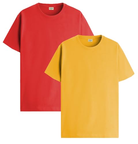 Image of ADRO Men's Cotton Regular Fit Combo Plain Solid T-Shirt Pack of 2
