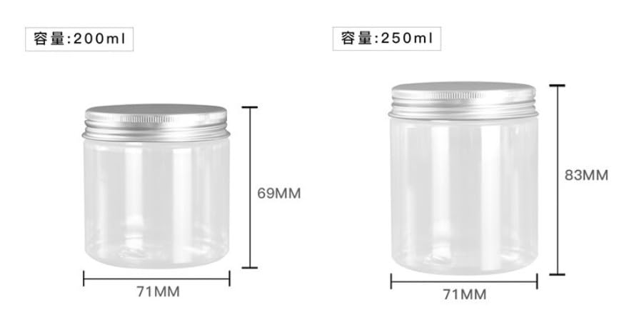 Puste plastikowe słoiki, 50–250 ml, przezroczyste pojemniki kosmetyczne z pokrywkami, pojemniki na próbki do kremu do twarzy, makijażu, pielęgnacji skóry DIY, 80 ml, 71 x 35 mm, 20 szt