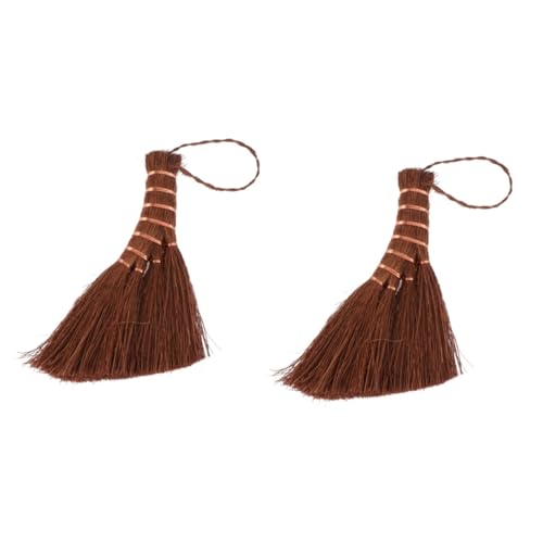PATKAW 2 Piezas Mini Escoba Marrón barriendo Escoba Artesanal de Juguete Auto Fregar Escobita de Limpieza Natural Mini Escoba Colgante Escoba de Juguete Escoba pequeña Seda marrón Brown