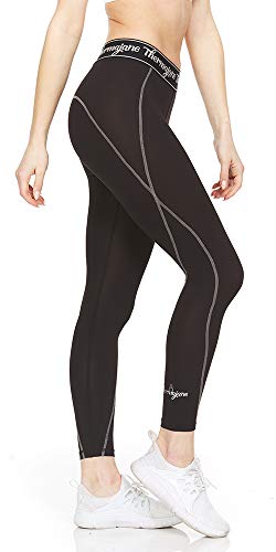 Thermajane Women Compression Pants - Athletic Tights- Leggings for Yoga, Running, Workout and Sports (Medium, Black)