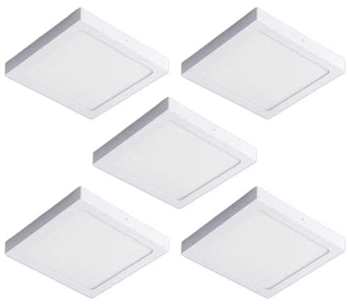 Lampara Cocina y Candeeiro Teto Cuadrado Pack 5 Plafón LED Superficie 24W Luz 4000K