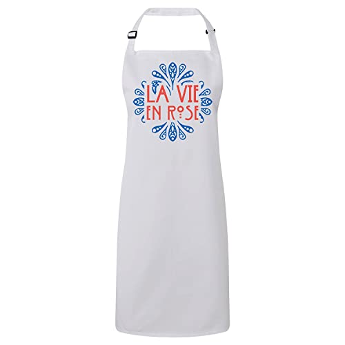 Tablier cuisine premium anti taches style rétro chic français de luxe La Vie en Rose