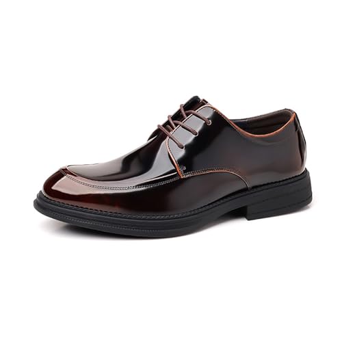 Black Patent Leather Dress Shoes for Men Comfortable Classic Modern Wide Width Plain Toe Business Casual Oxford Shoes for Wedding Work Party Office