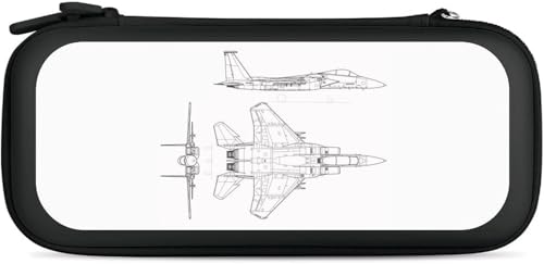 Switch 有機ELモデル対応 ケース 戦闘機 F-15 イーグルの設計図 世界の戦闘機シリーズ 大容量 全面保護 EVA素材 耐衝撃 防水 防塵 防汚 Switch 収納バッグ ハードポーチ 15枚ゲームカード収納