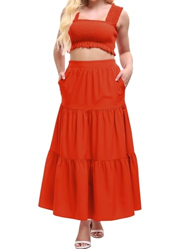 Image of Women's 2 Piece Beach Skirts Sexy Party Dress Crop Top and Long Skirt Sets