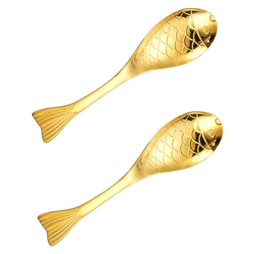 GALPADA Juego de 2 Cucharas para Café de Acero Inoxidable 304 Diseño de Pez, Acabado Pulido y Mango Cómodo para Mezclar Té y Café en Casa