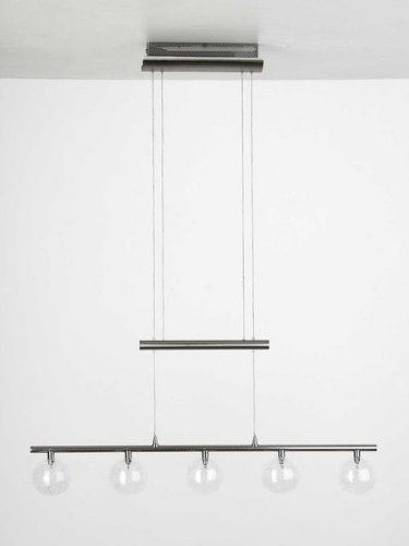Preisvergleich Produktbild Brilliant Dominica Pendelleuchte, 5-flammig, höhenverstellbar, 5x G4 20W Inklusive, Metall / Glas, eisen / transparent G73773 / 13